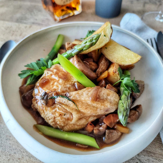 Poulet aux champignons & asperges