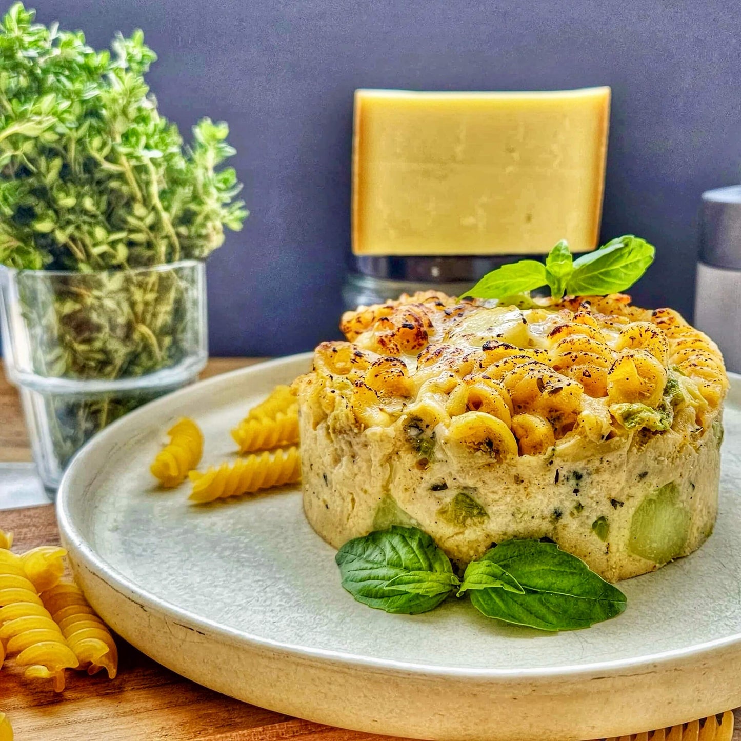Gratin de pâtes aux courgettes & brocoli, gruyère