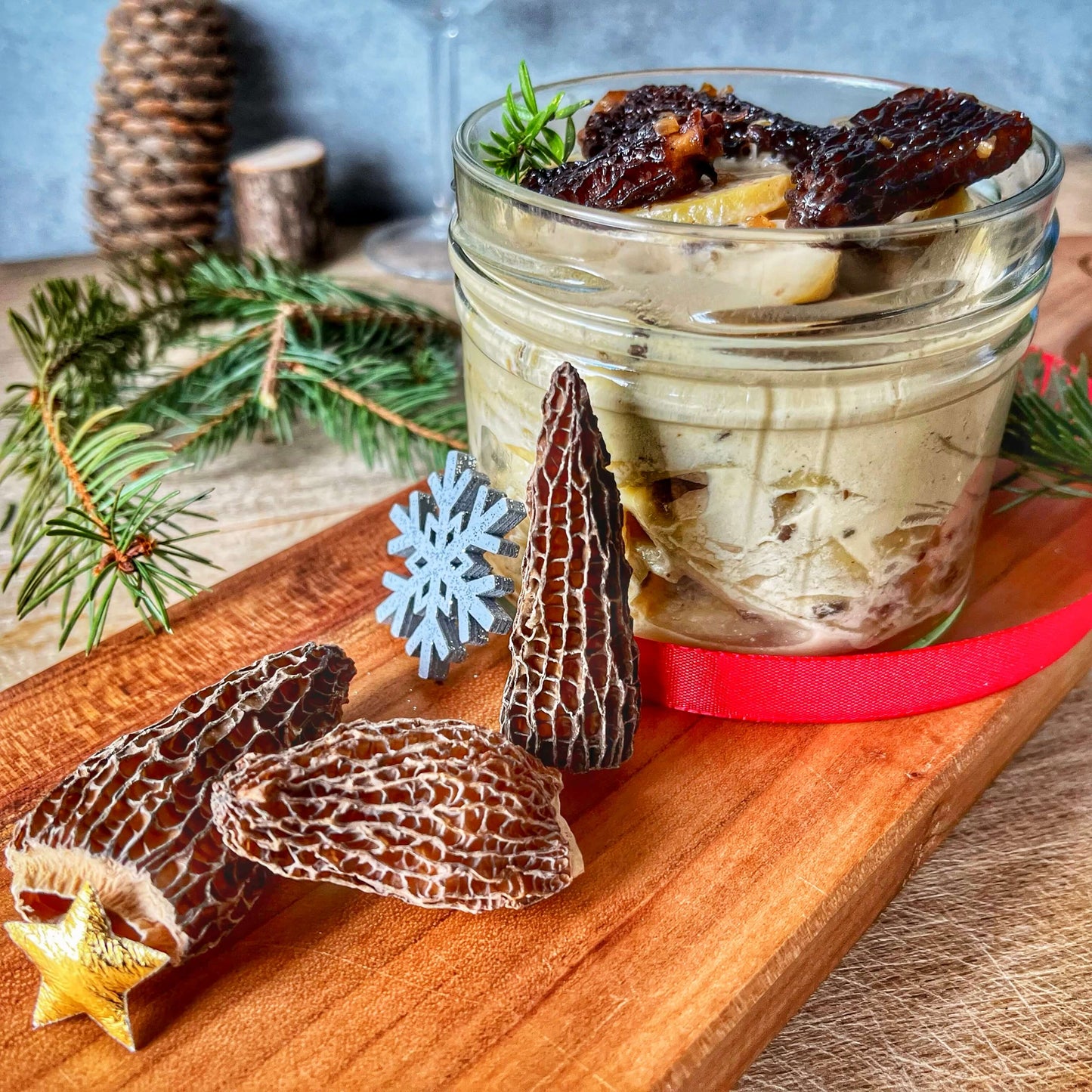 Creamy gratin dauphinois with morel mushrooms