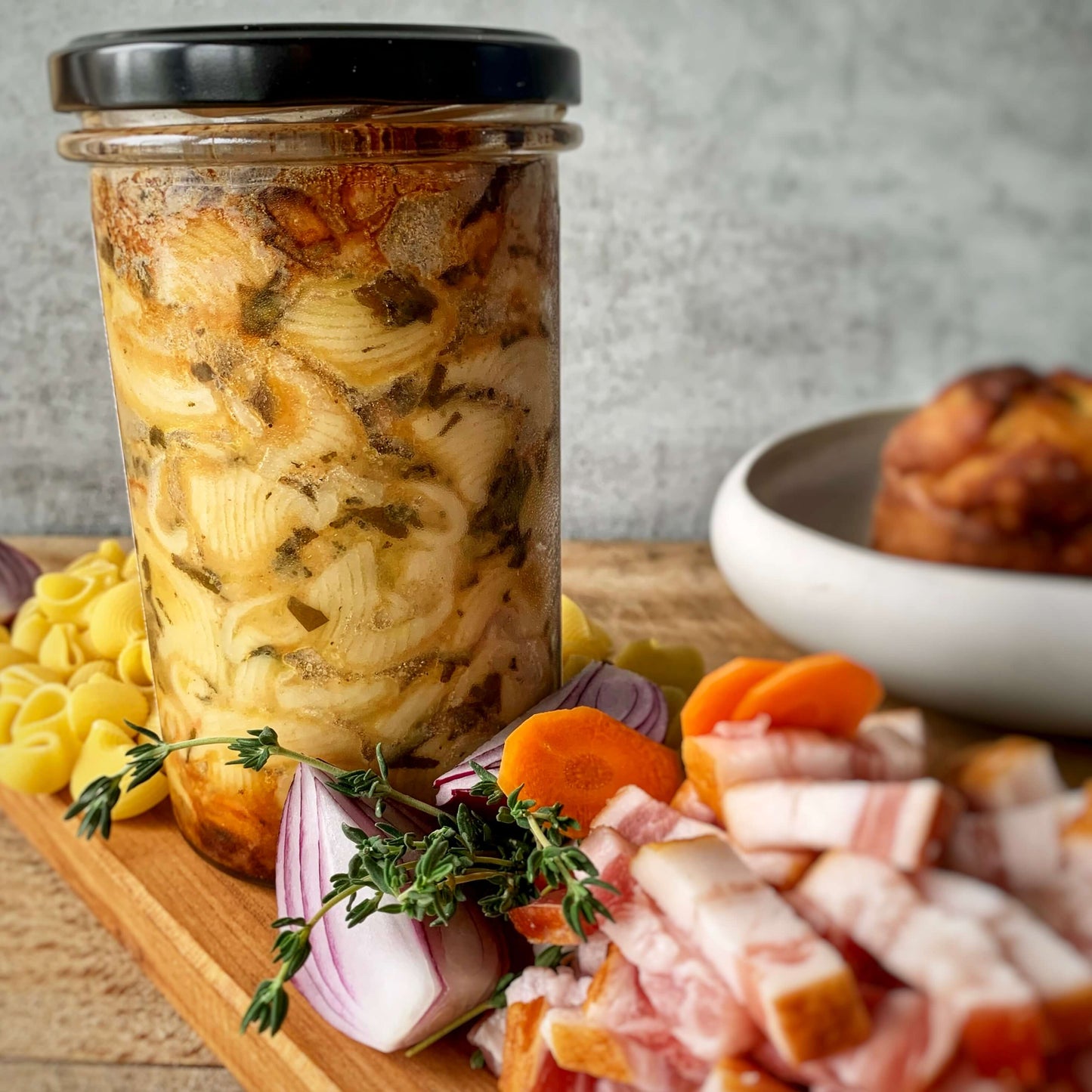 Gratin de pipe rigate au lardons fumés