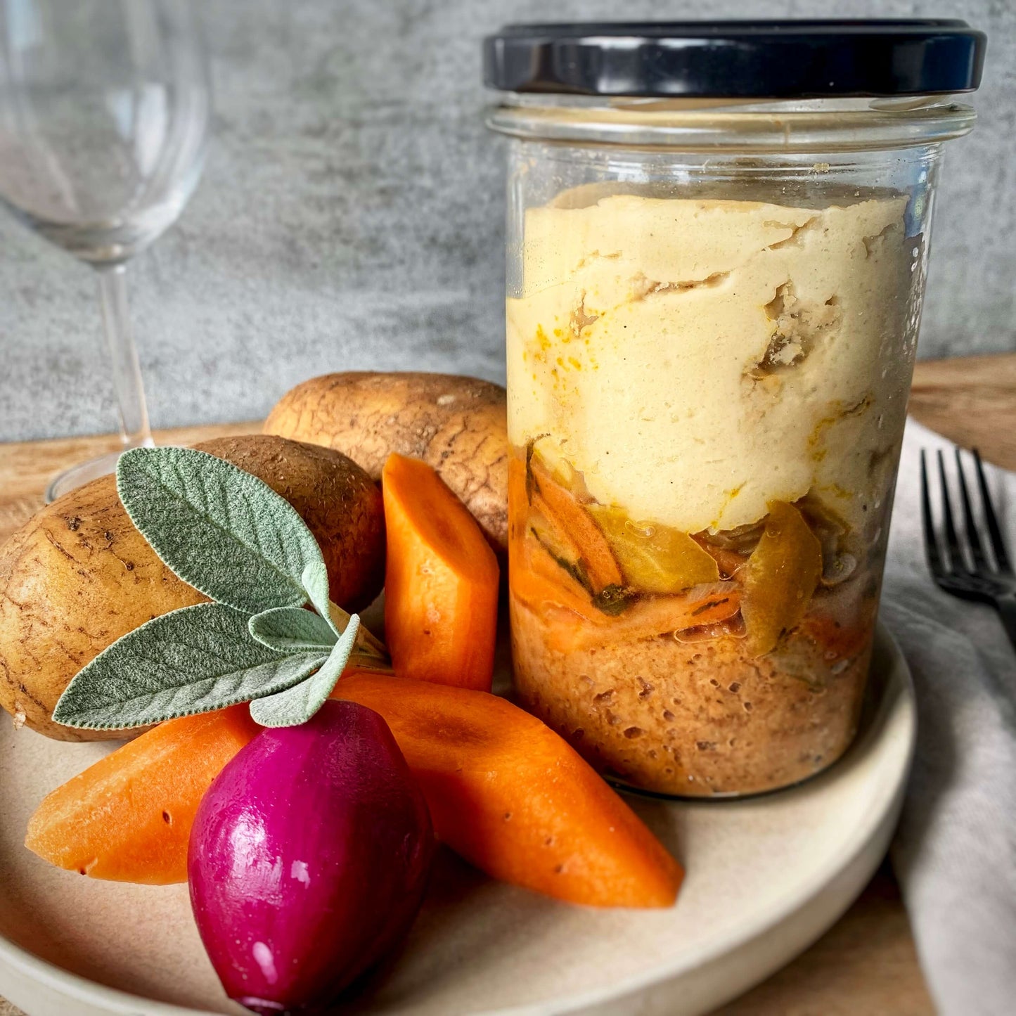 Parmentier de seitan cuisiné au jus végétal