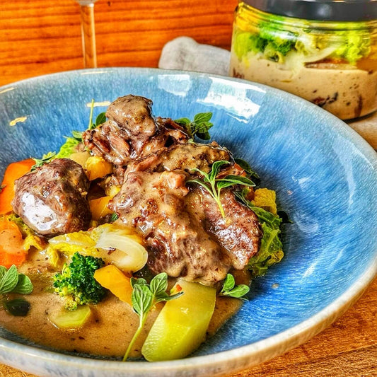 Bœuf confit (36h) et sa sauce poivre vert