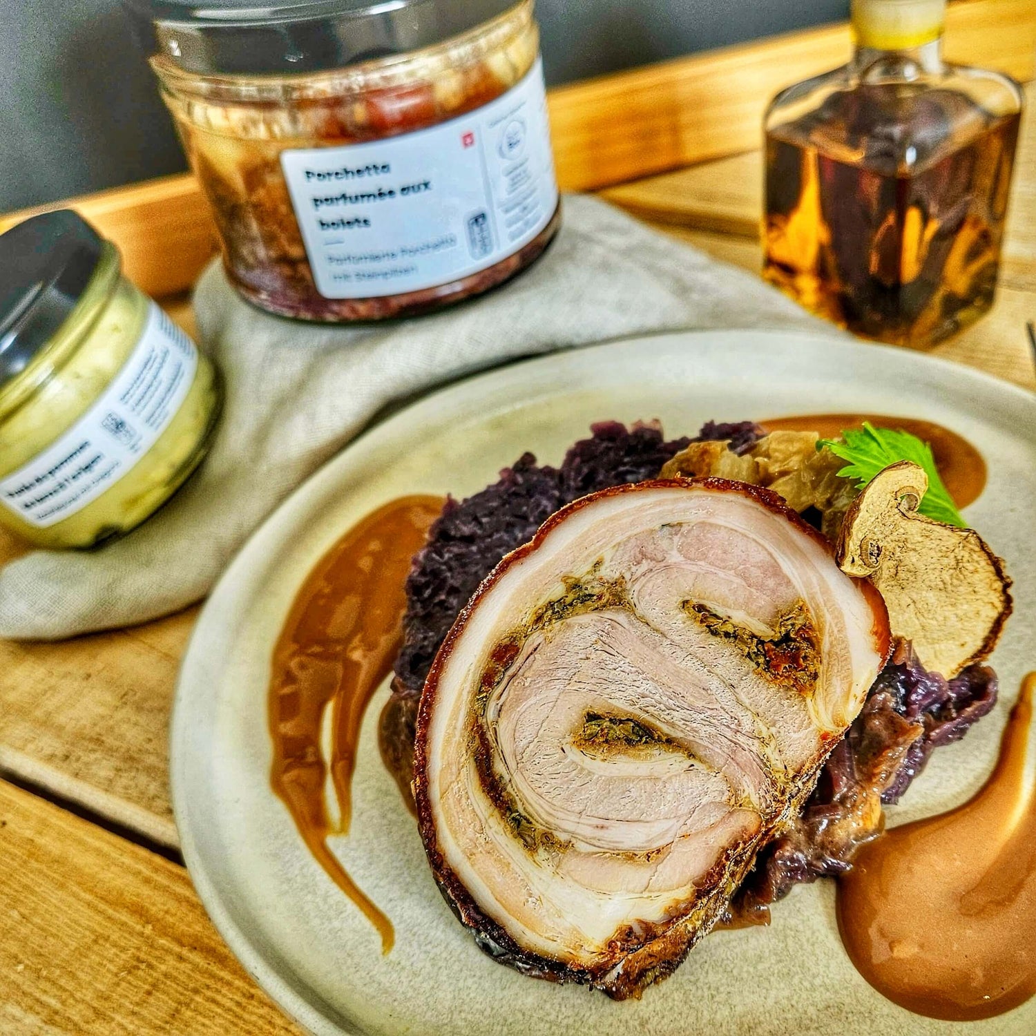 Porchetta parfumée aux bolets