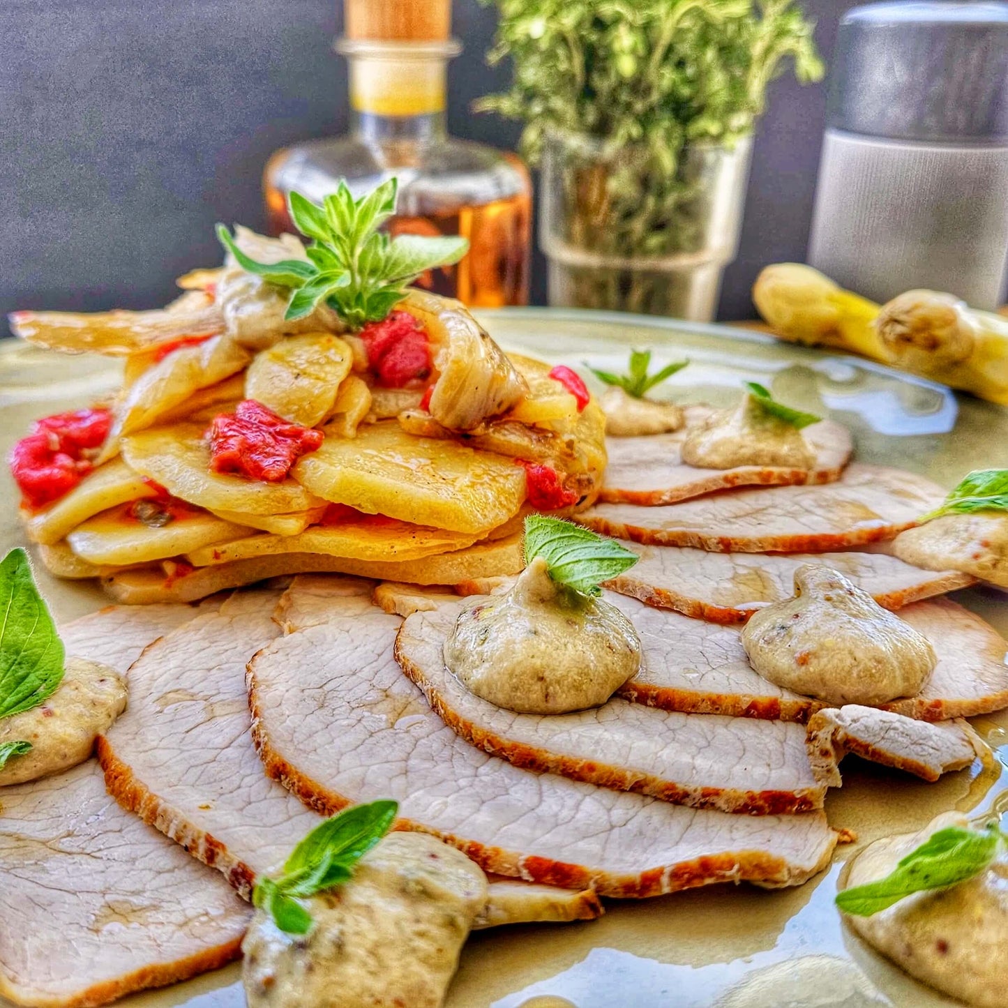 Vitello tonnato de porc, cuit en basse température